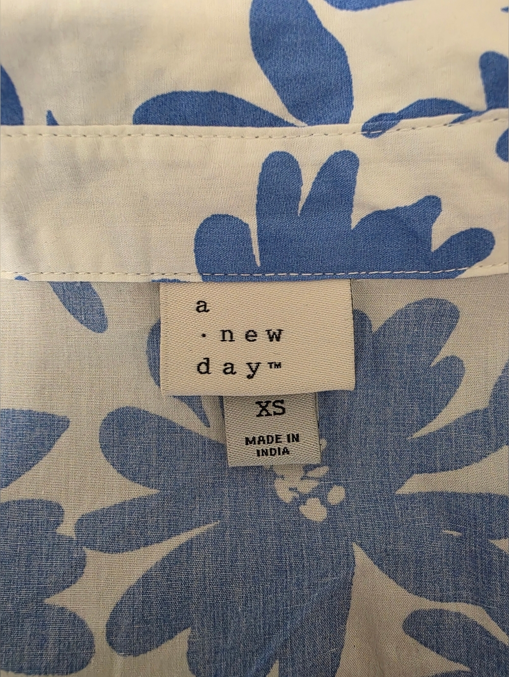 a new day Blue and White Floral Shirt Dress with Tie Waist - Picture 9 of 11